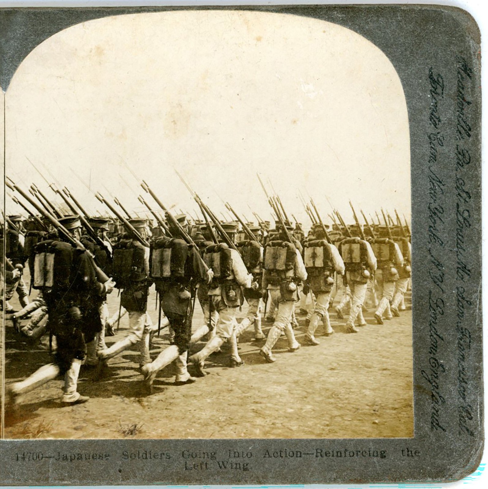 Japanese Soldiers going into action Russo-Japanese War Keystone Stereoview