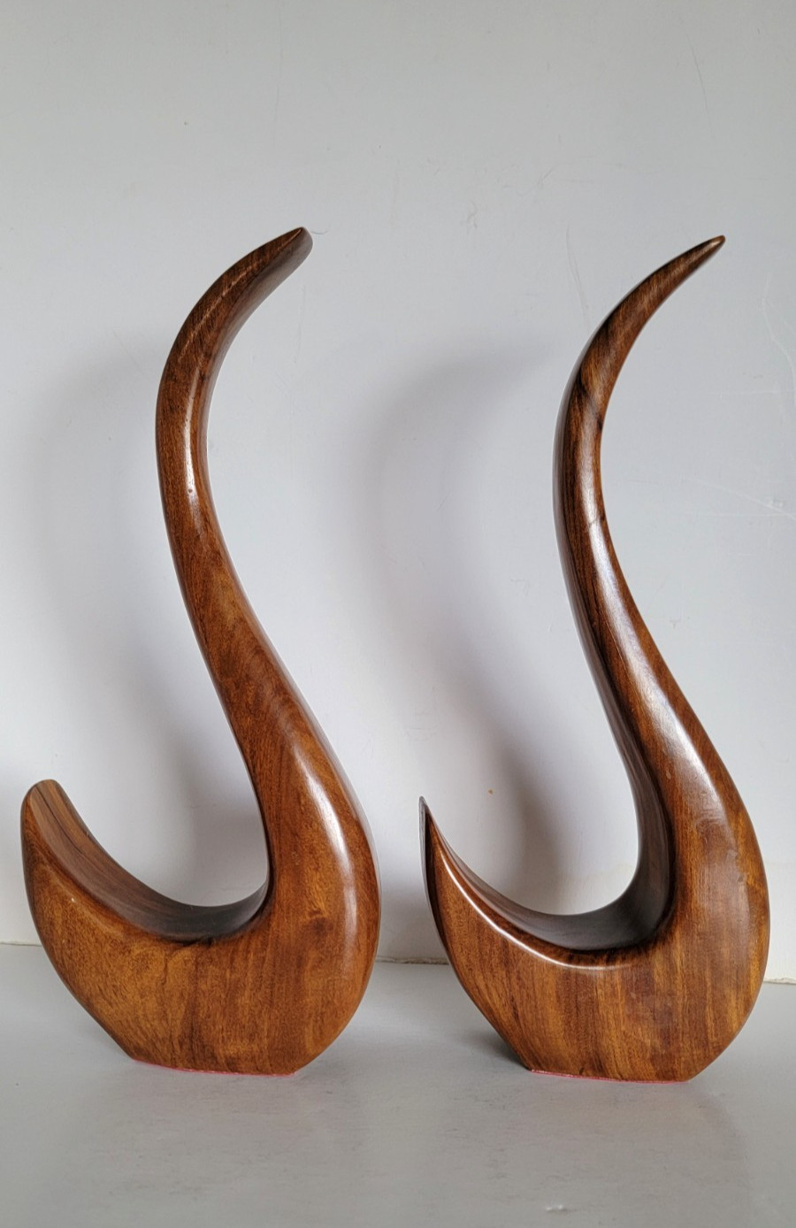 Vintage Pair MCM Rosewood Swan Bird Sculptures Danish Modern Carved Wood 11\
