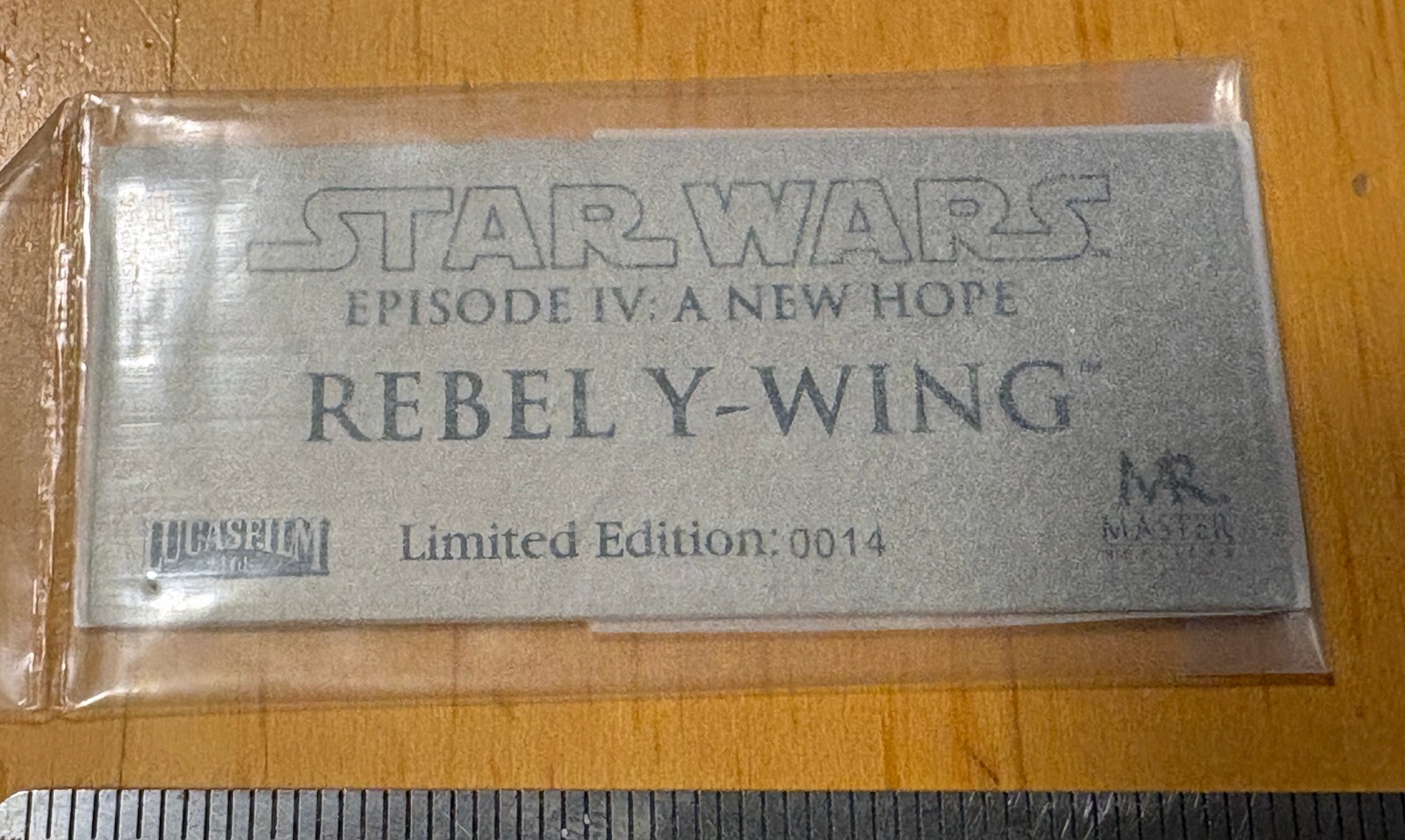 #14 metal number plate for Master Replicas Star Wars Rebel Y-Wing 2006 sealed