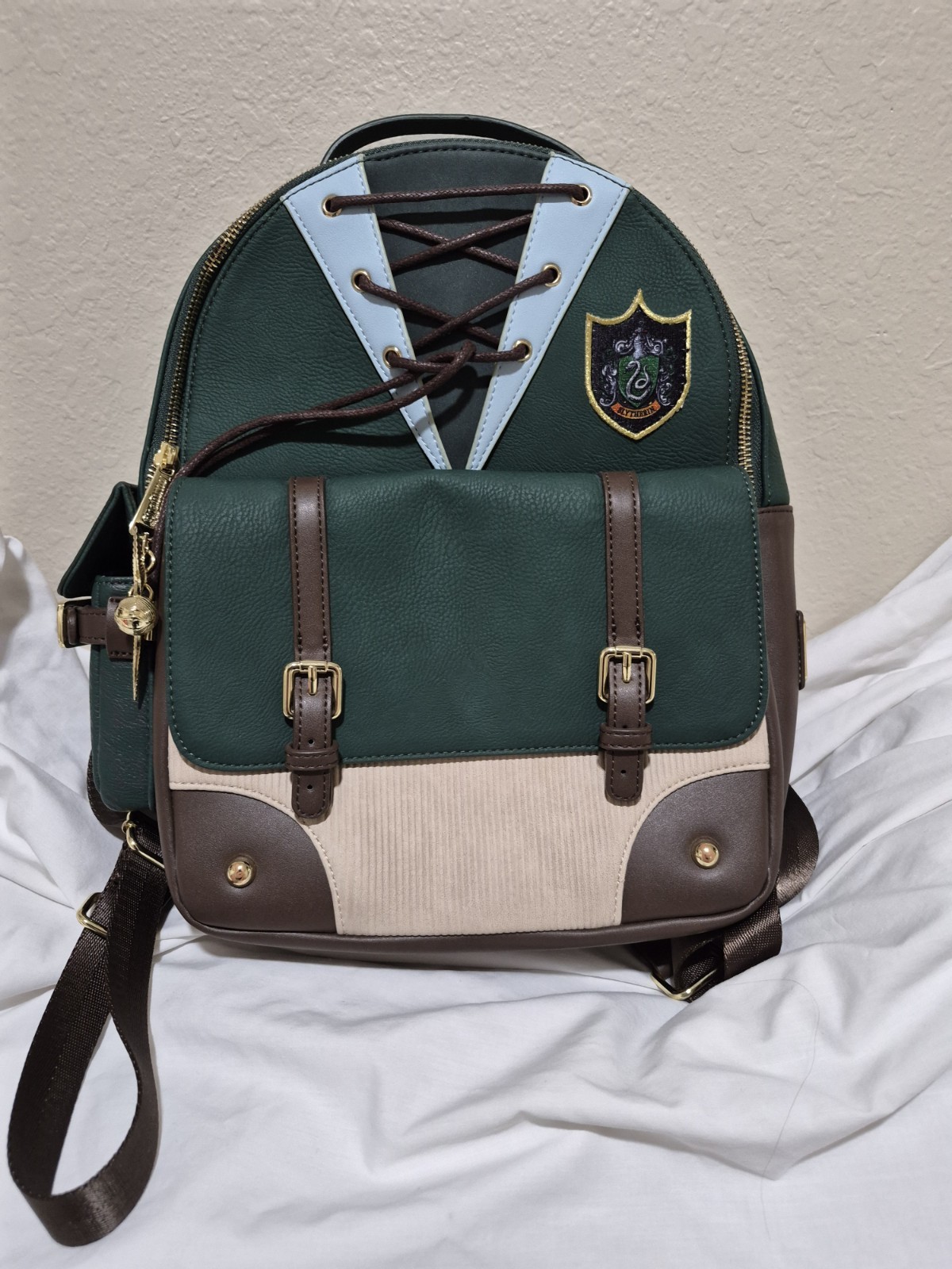New NWOT Loungefly Harry Potter Slytherin Backpack Green Brown Fantasy New NWOT Loungefly Harry Potter Slytherin Backpack Green Brown Fantasy