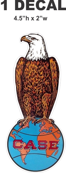 Vintage Style JI Case Farm Machinery Eagle World Globe Decal  = Very Nice