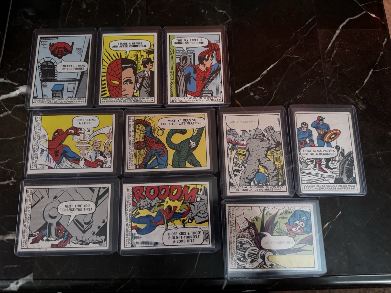 1966 Donruss Marvel Super Heroes x10 Card Lot Spiderman Thor Captain America