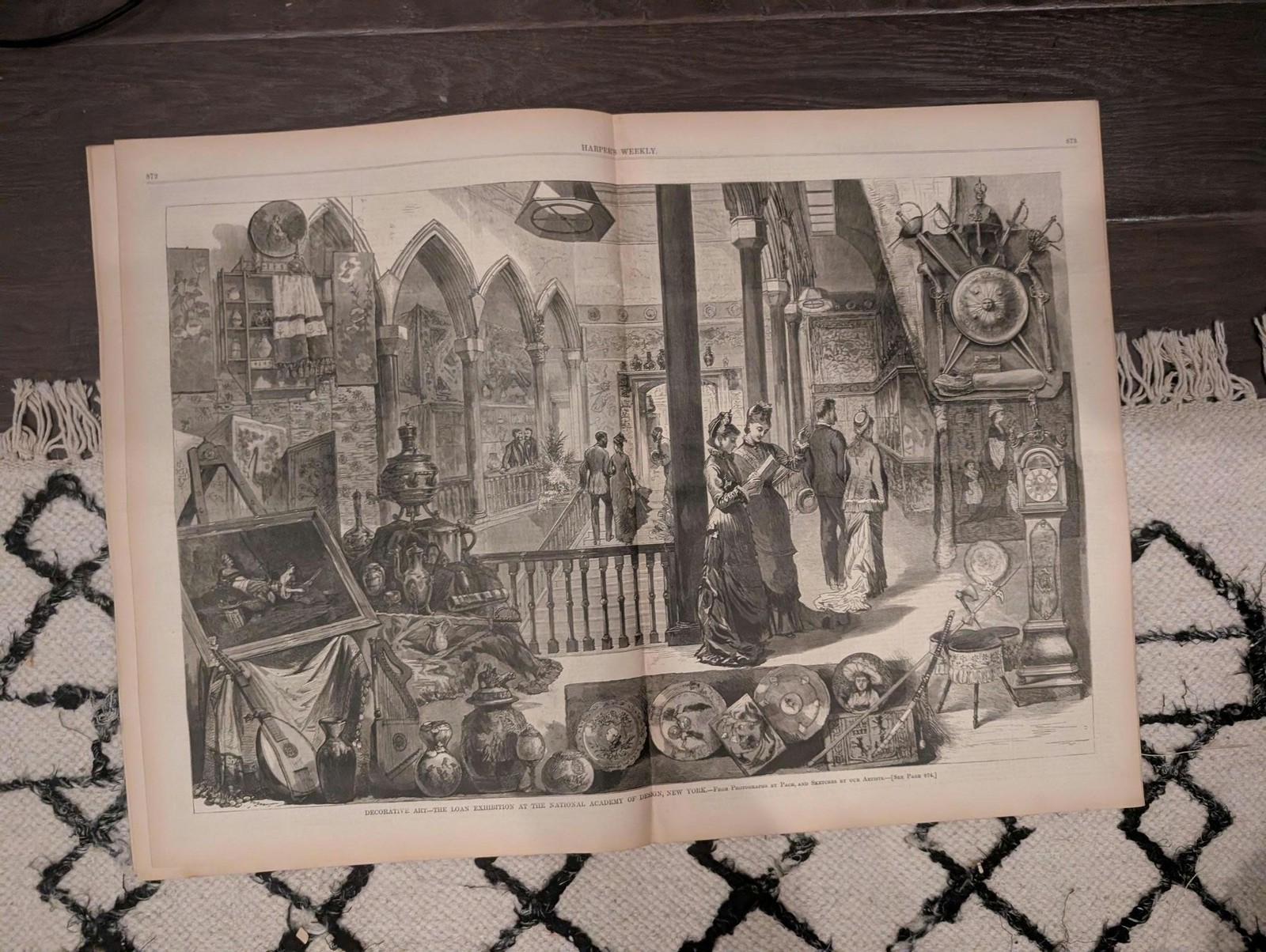Nov 2 1878 Harpers Weekly, National Academy of Design, NYC Decorative Art, Afgha