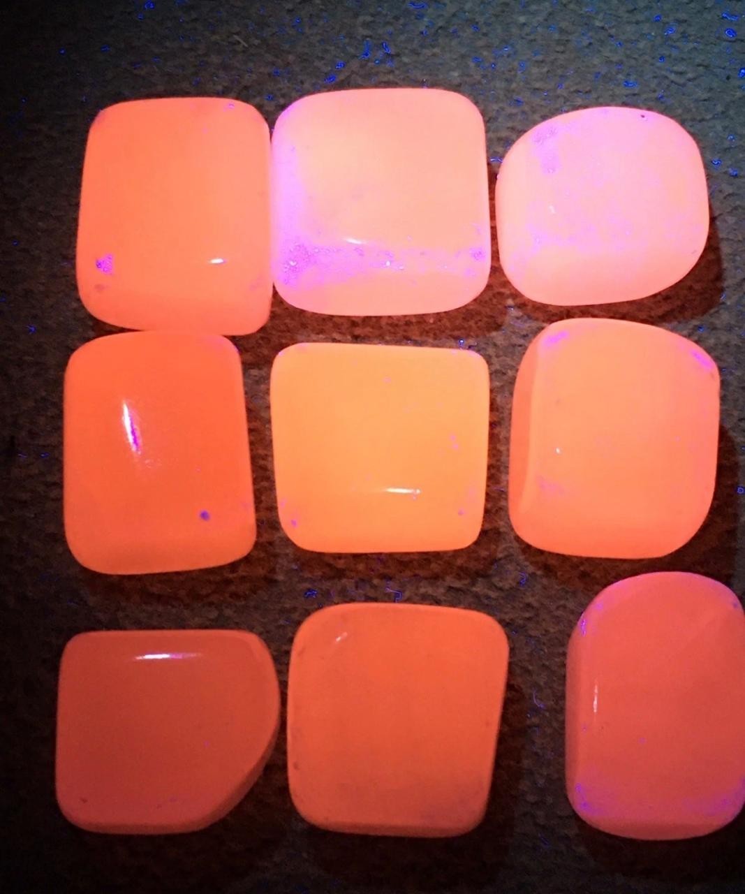 9pcs Pink Mangano Calcite Tumbled Crystal UV Glow Natural Stone 