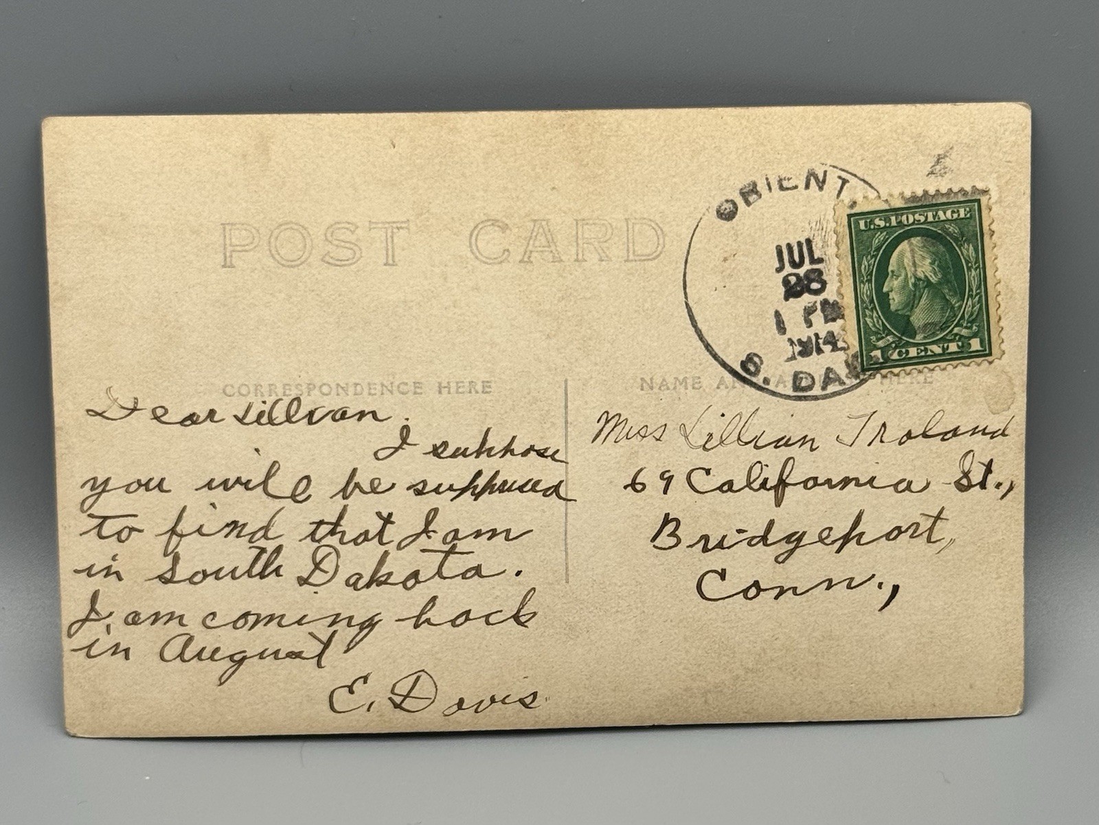 Antique RPPC Postmarked Orient South Dakota