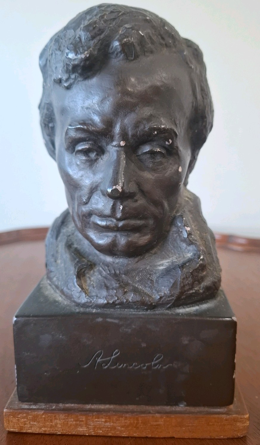 Rare Antique 1964 Alva Museum Replica Bust of Abraham Lincoln Sculpture Bookend.
