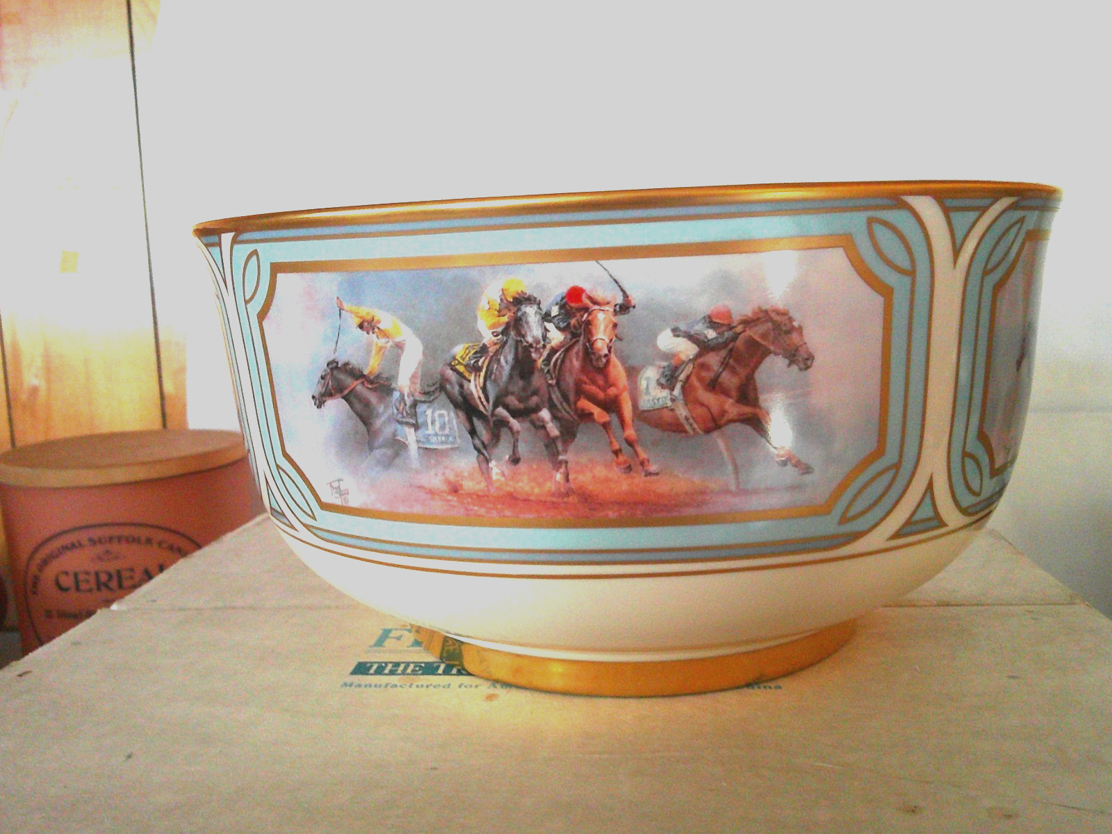 Fred Stone Signed Triple Crown Limited Edition Bowl - Horse Racing- Box has wear