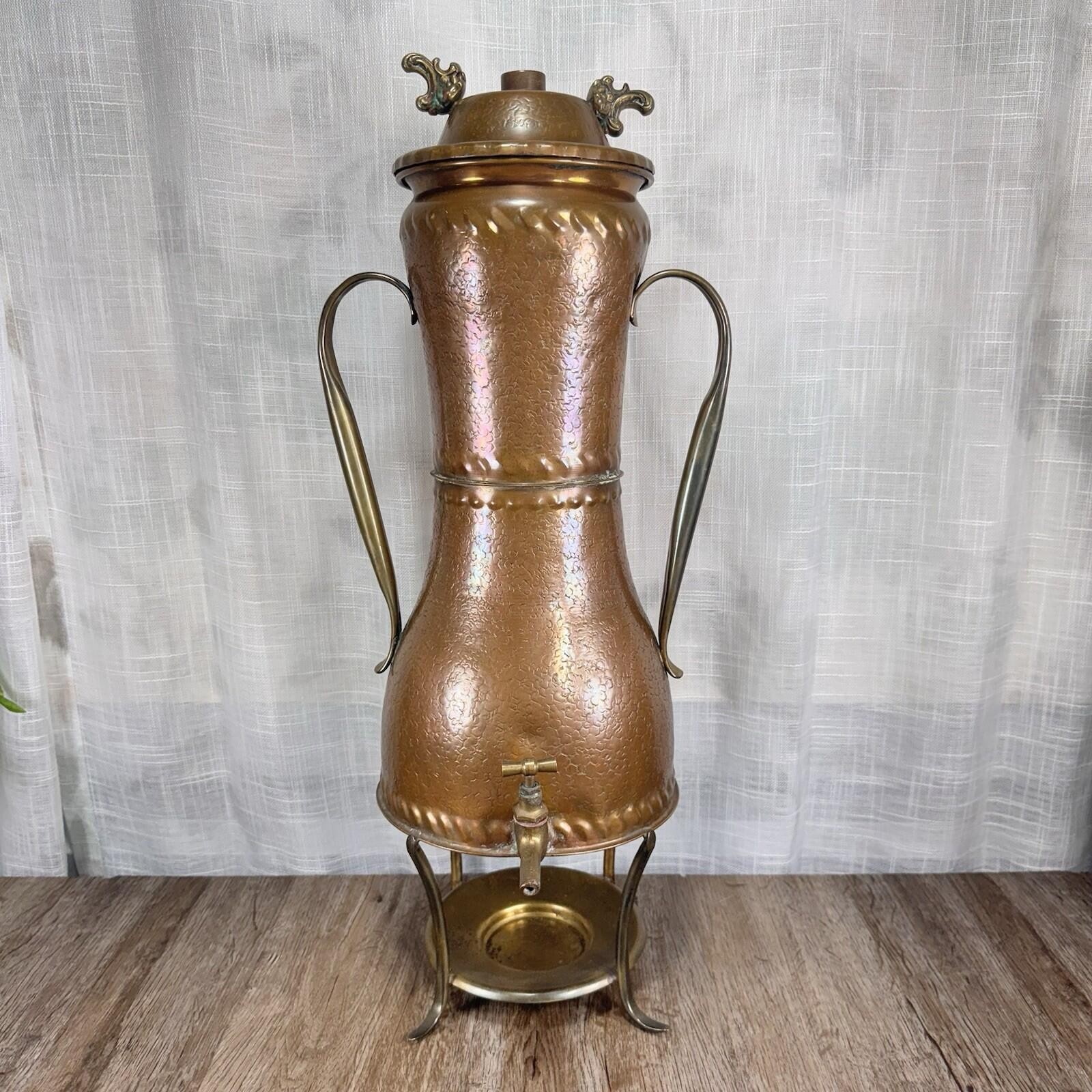 Vintage J Heichlinger Munich Copper & Brass Samovar Urn 21in Handarbeit
