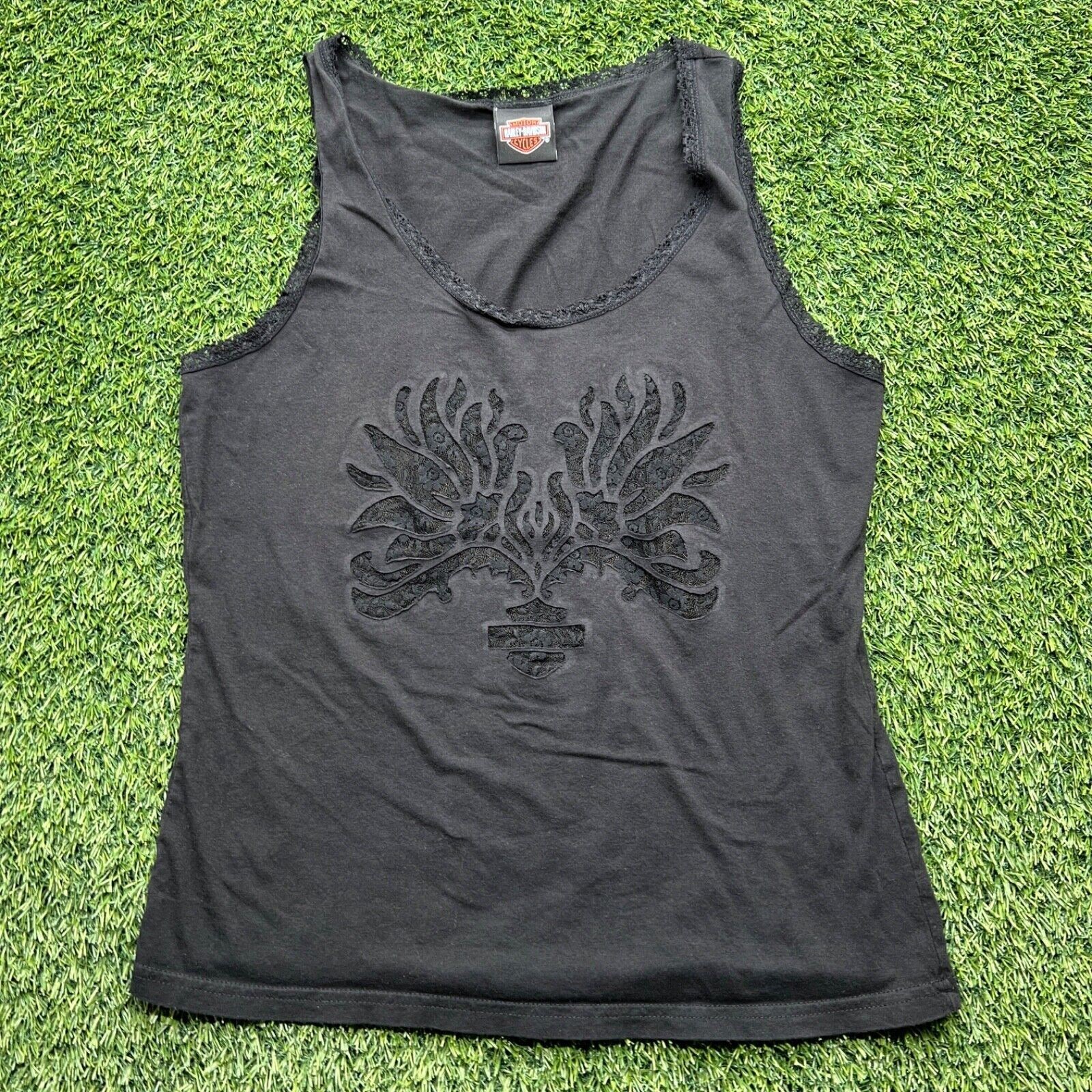 Harley Davidson Floral Tank Women Large L Sleeveless Biker Motorcycle Alabama