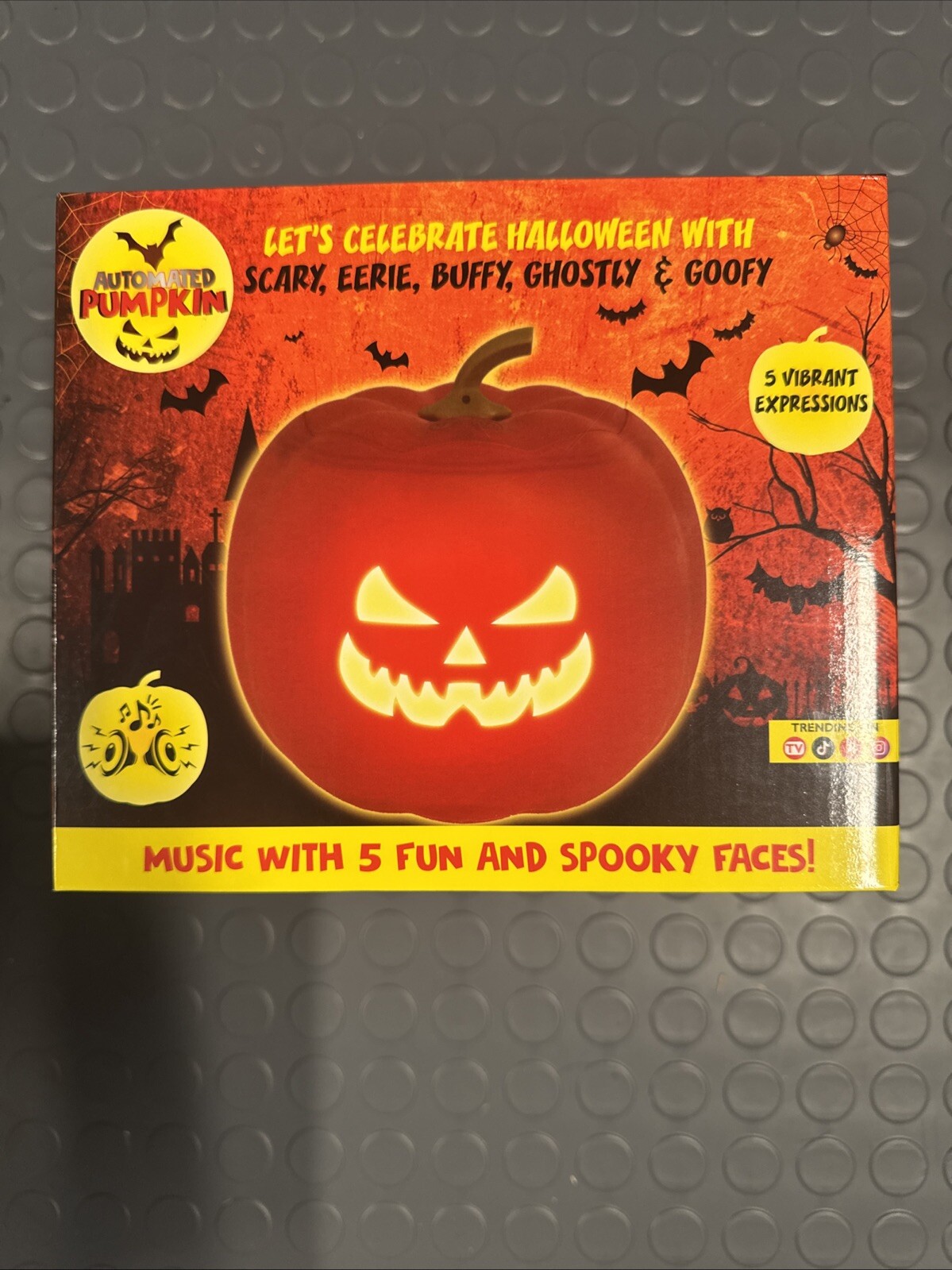 Animated Pumpkin with 5 Different Spooky Faces, Built-in Speakers Halloween Animated Pumpkin with 5 Different Spooky Faces, Built-in Speakers Halloween