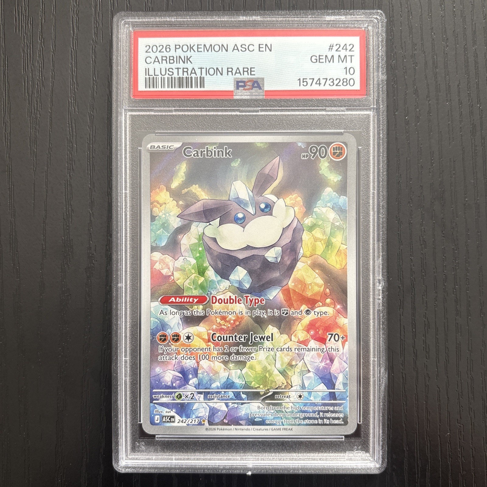 Pokemon TCG Carbink 242/217 IR Me: Ascended Heroes Holo / PSA 10🔥