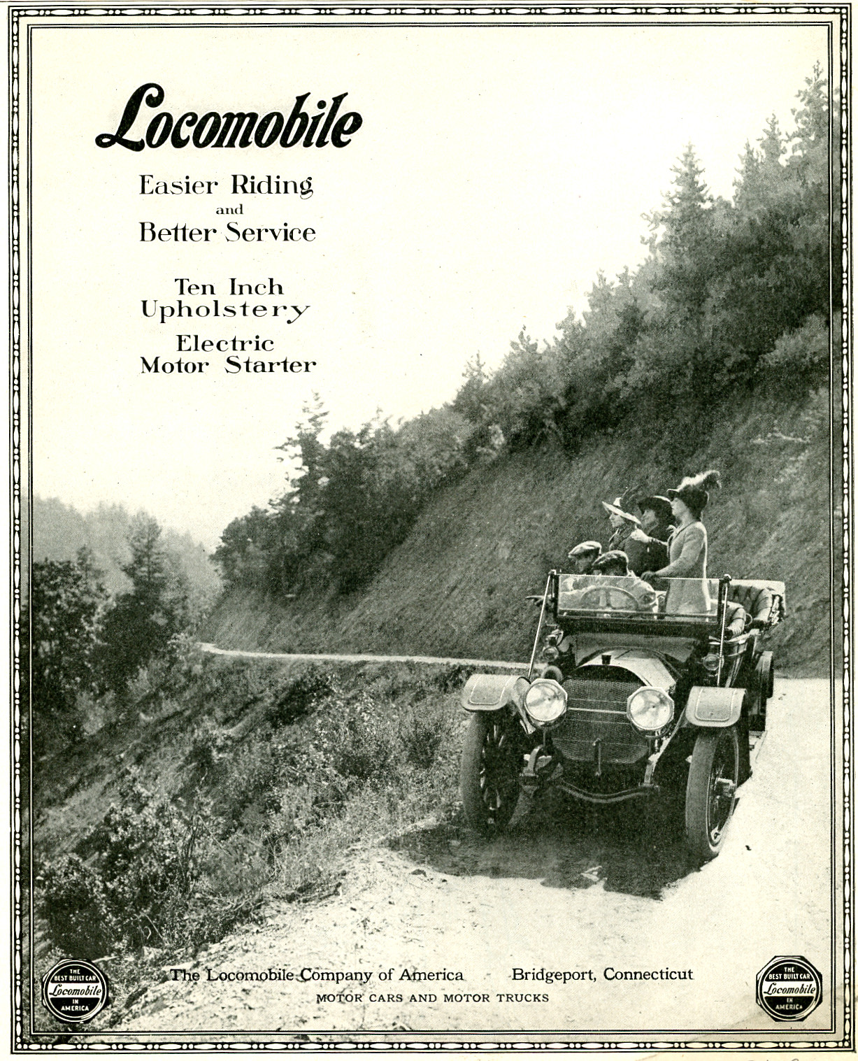 1913 Original Locomobile Ad. Touring Car Model. Nice Photo. Bridgeport, CT