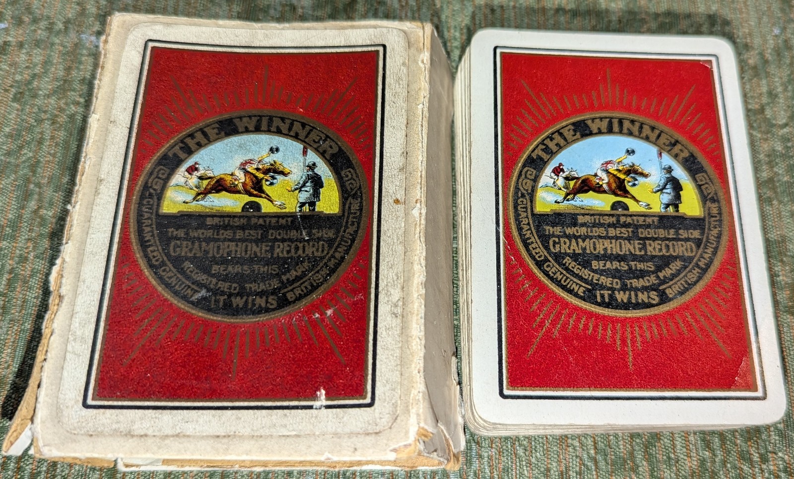 Vintage 1920s The Winner Gramophone Record British Playing Cards