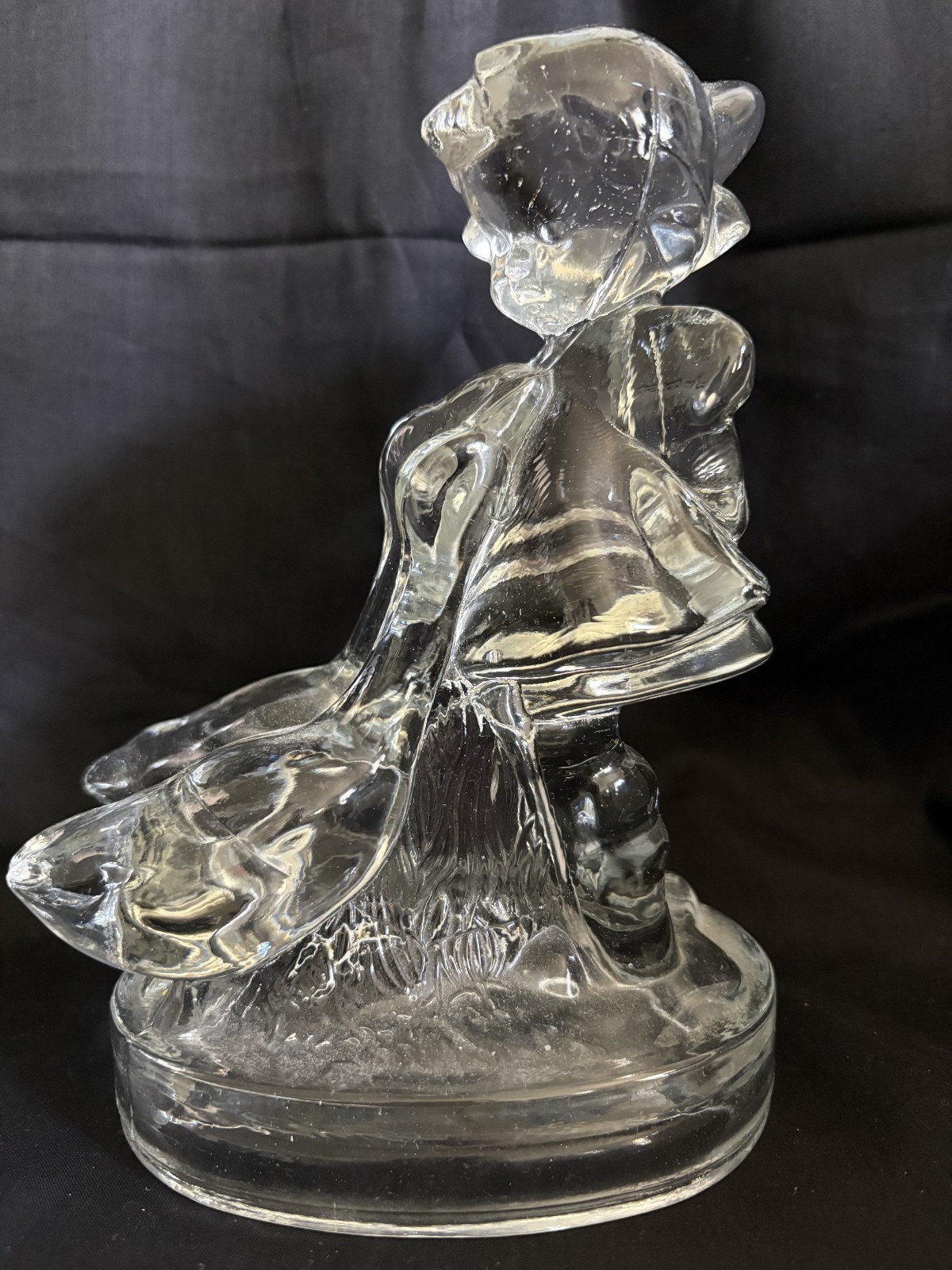 Vintage Girl with Goose Glass Figurine, Heavy glass Vintage Girl with Goose Glass Figurine, Heavy glass