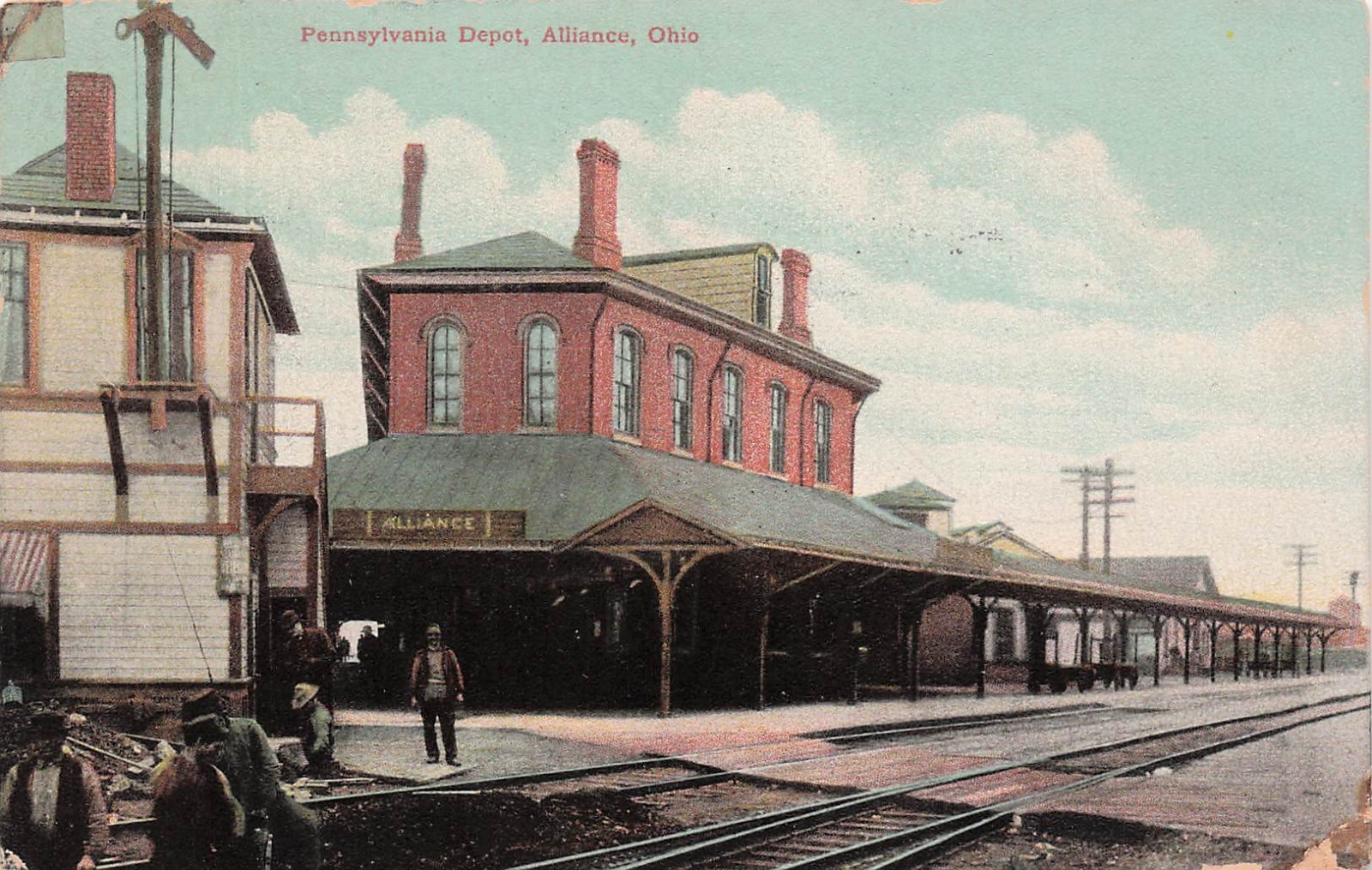 Alliance OH Ohio Pennsylvania Depot Railroad Train Station Vtg Postcard J74