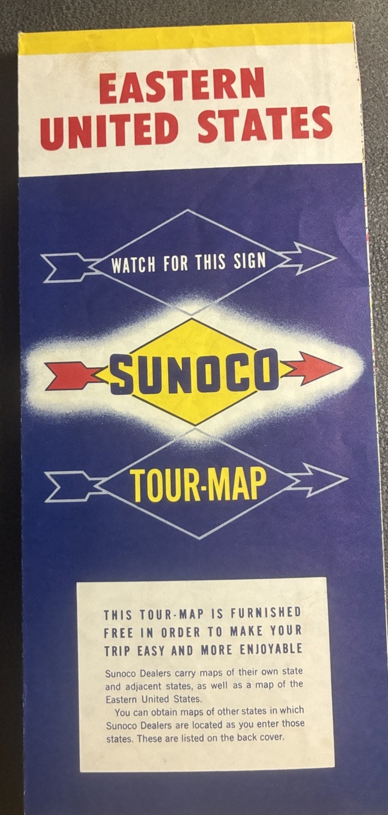 Vintage 1958 Sunoco Eastern US Road Travel Map