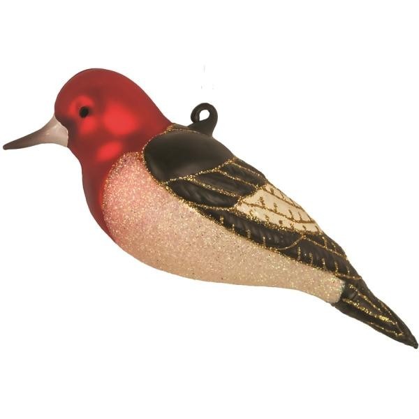 Hand Blown Glass Cobane Red Headed Woodpecker Bird Ornament Cobane 405