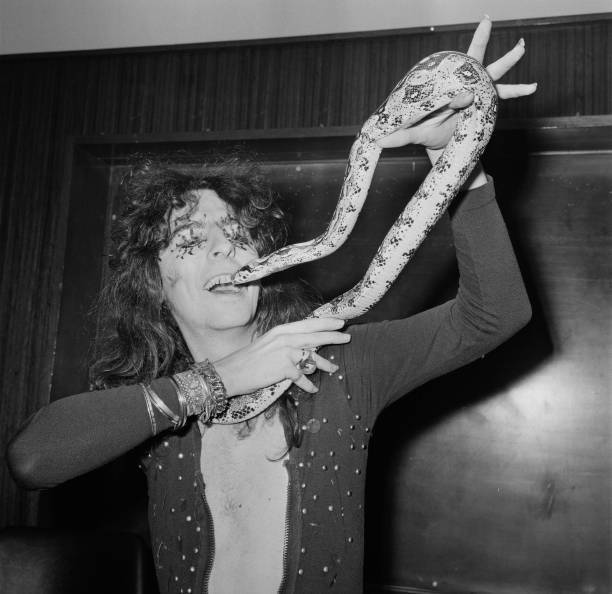 American Singer Alice Cooper With His 6Foot Python 1971 OLD PHOTO