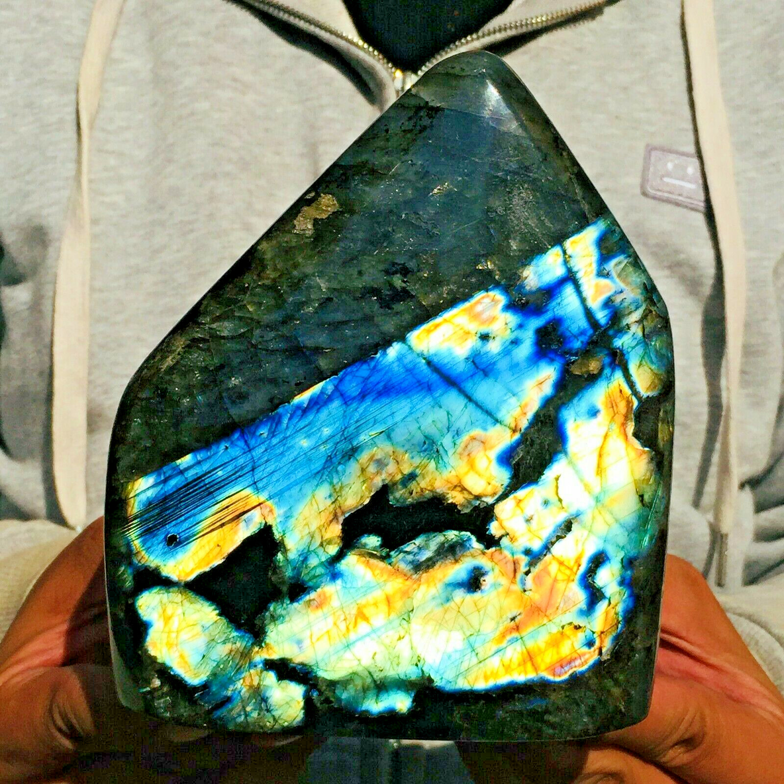 2.2KG Large Flash Blue Labradorite Rock Crystal Rough Healing Mineral Specimen