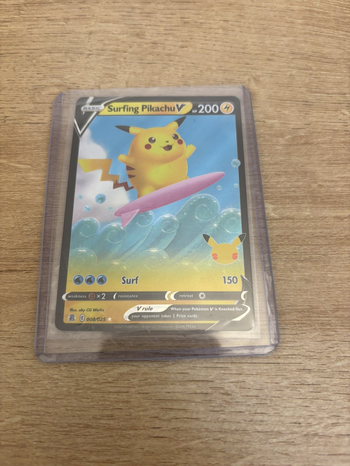 Surfing Pikachu V Celebrations 008/025 Ultra Rare Holo NM