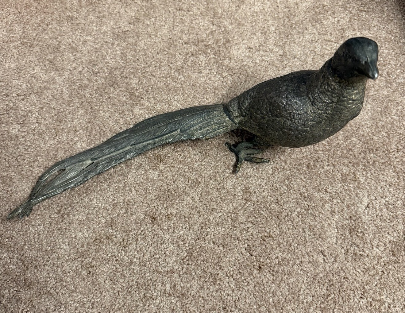 VTG Metal Pheasant Long Tailed Bird Figurine Statue Garden Art 14x7