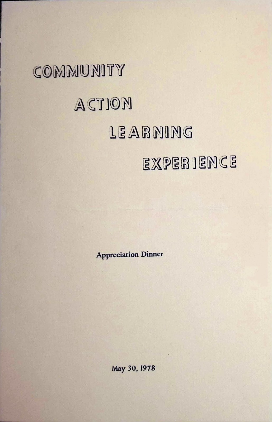 1978 Bensalem Twp PA Community Action Learning Experience Dinner Program 1978 Bensalem Twp PA Community Action Learning Experience Dinner Program
