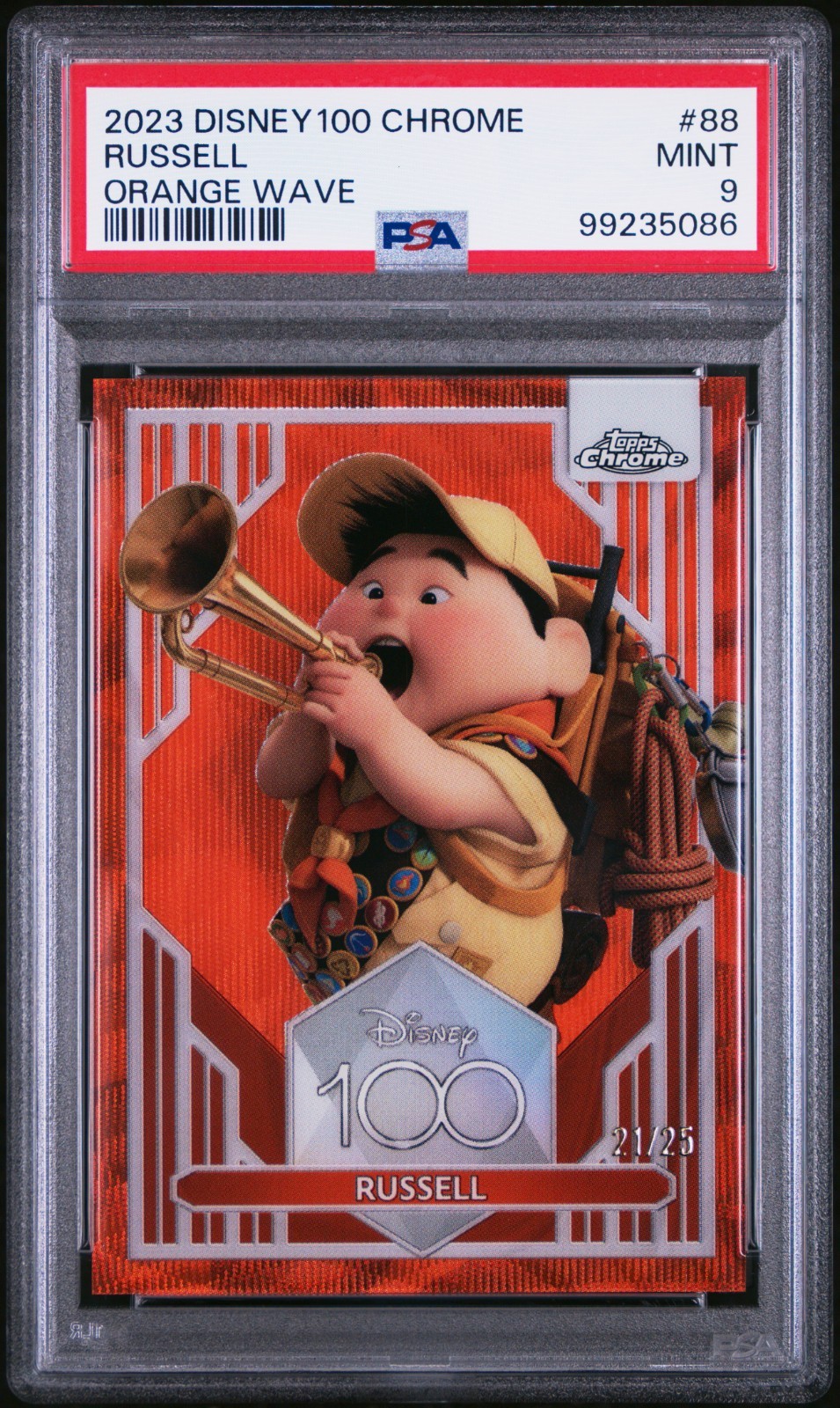 2023 Topps Chrome Disney 100 Russell /25 Orange Refractor PSA 9 2023 Topps Chrome Disney 100 Russell /25 Orange Refractor PSA 9