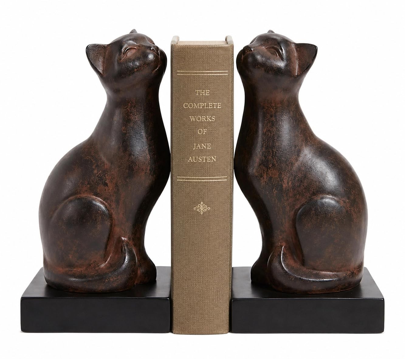 Comfy Hour 6.8 Inch Cat Bookends for Shelves, Cat Statue, Set of 2 Bronze Resin Comfy Hour 6.8 Inch Cat Bookends for Shelves, Cat Statue, Set of 2 Bronze Resin