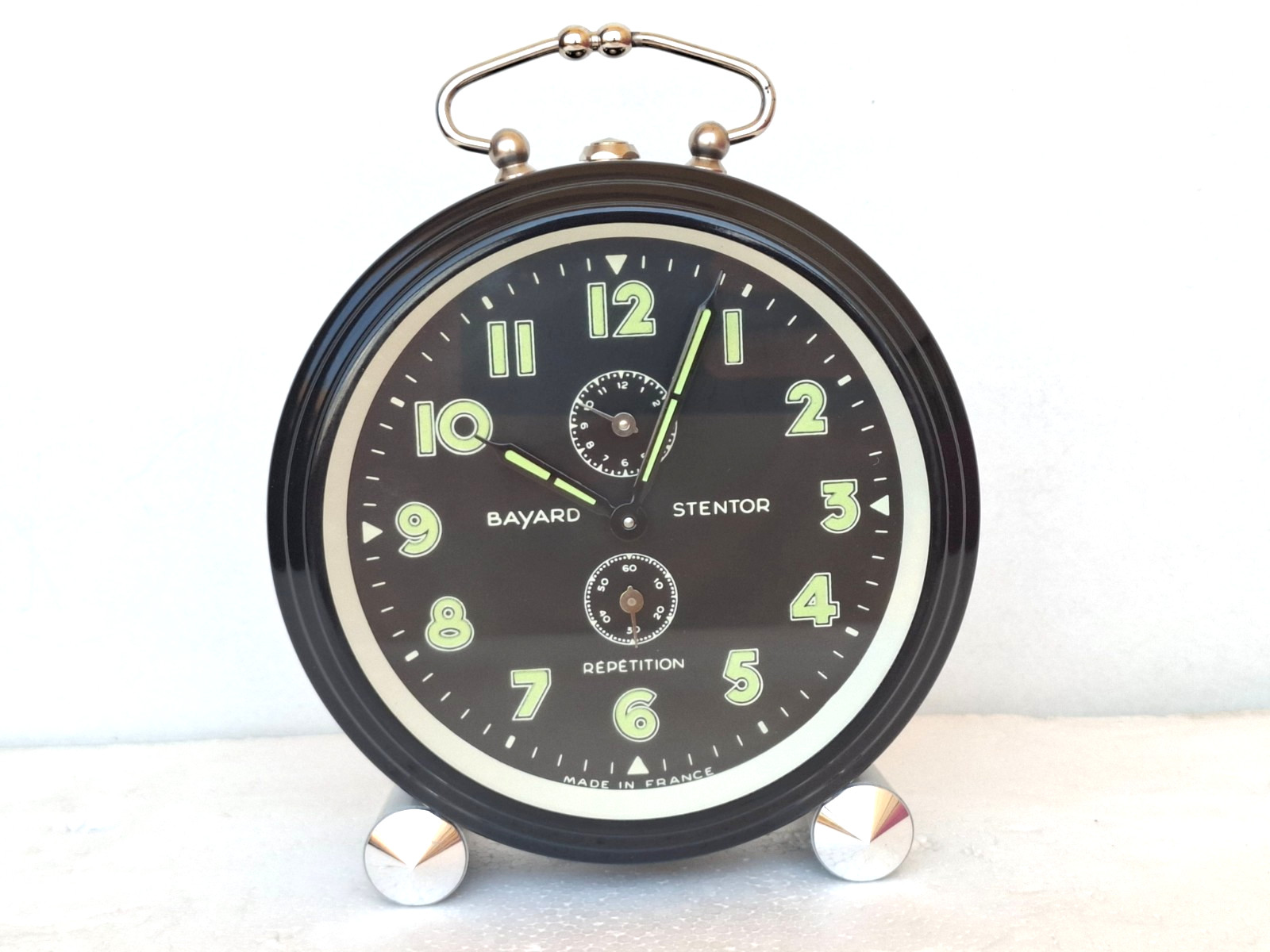 Vintage Bayard Stentor Repeat  Mechanical Alarm Clock Made In France New.