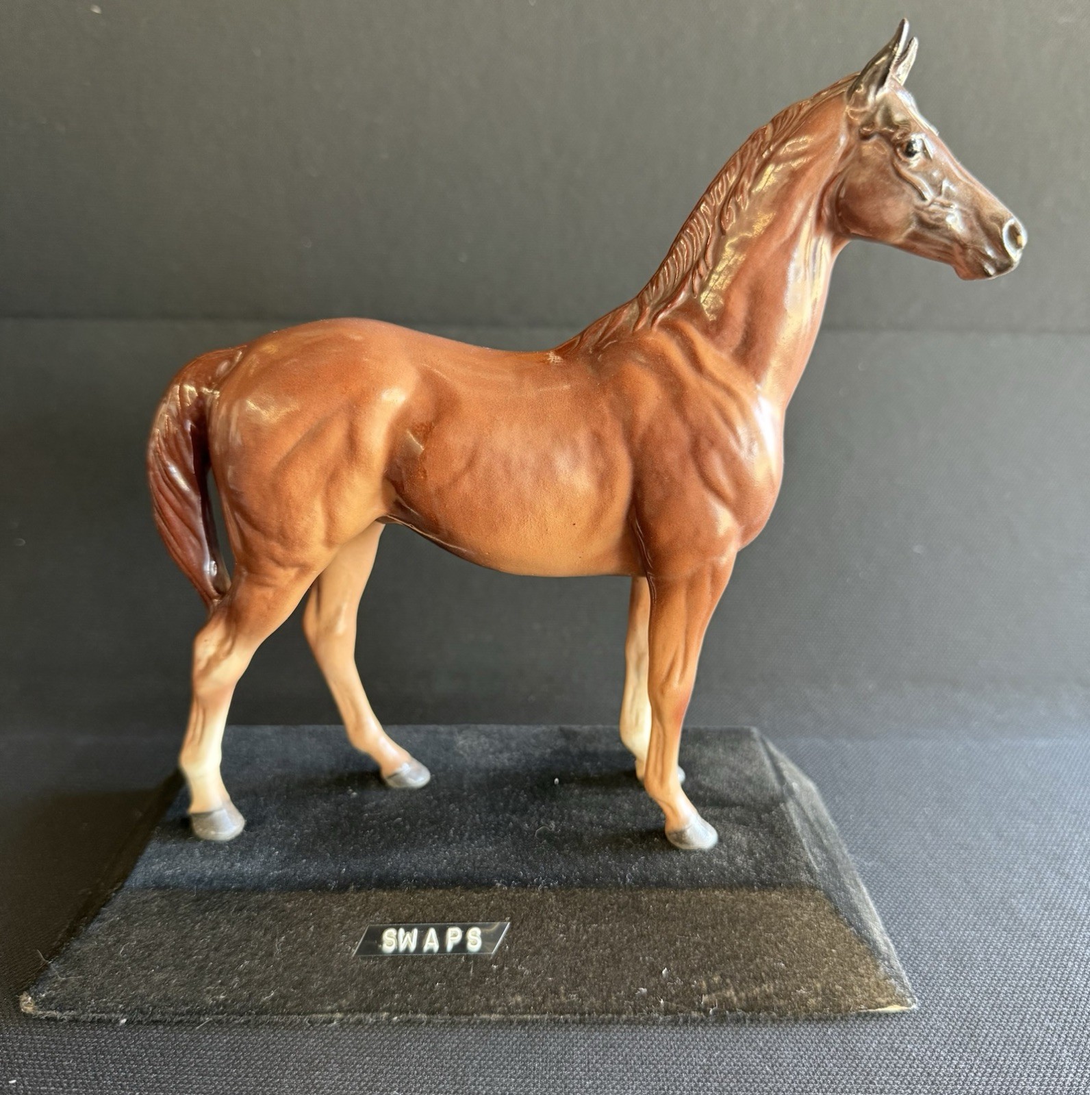 Vintage Hagan Renaker Swaps Large Horse Figurine. 1955 Kentucky Derby winner. 