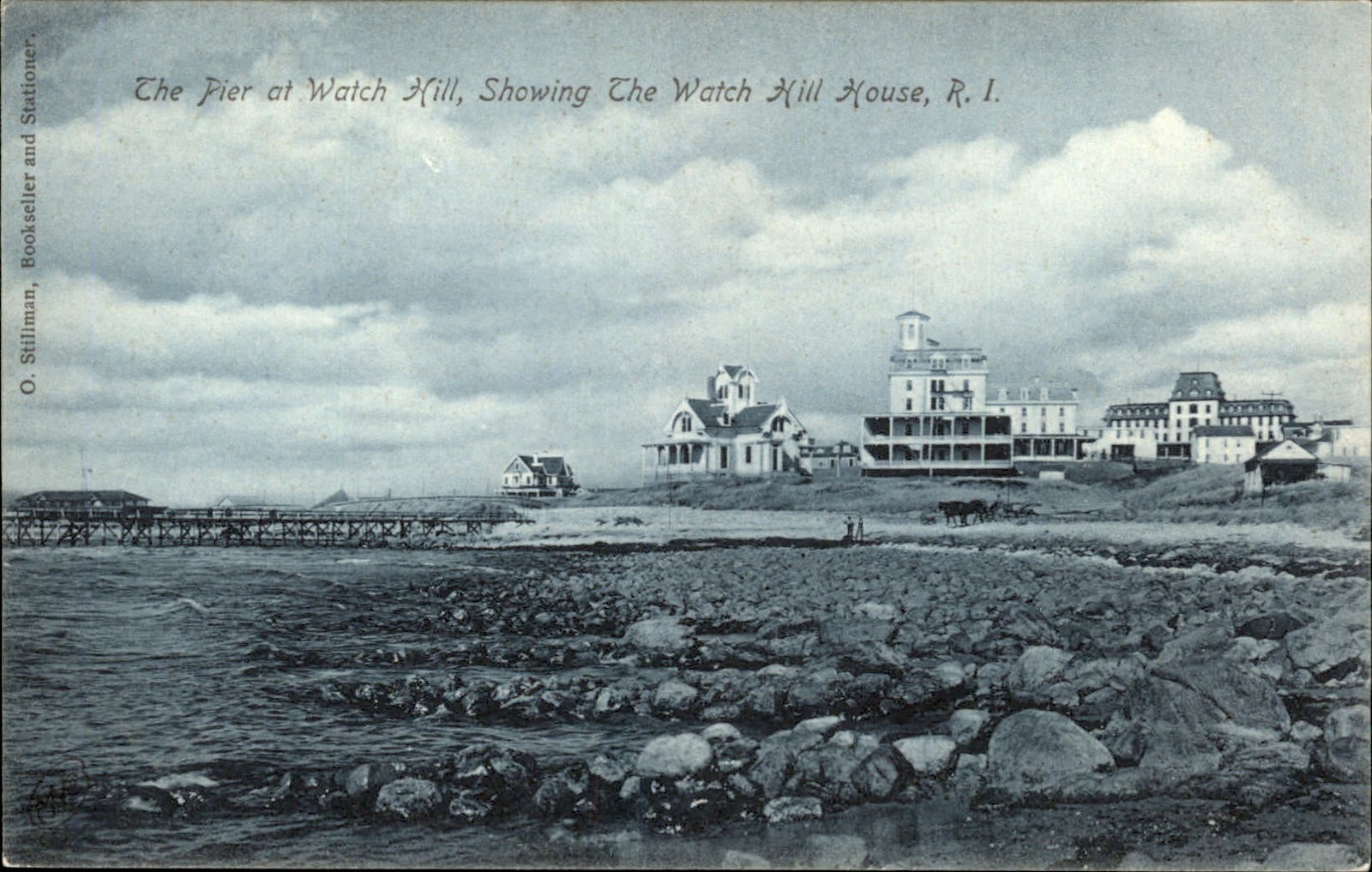 Watch Hill RI Pier and Watch Hill House O. Stillman c1900s-10s Vintage Postcard