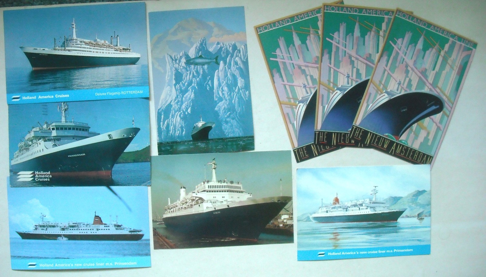 Vintage HOLLAND AMERICA Cruise Ship Lot 9 Postcards Nieuw Amsterdam Prinsendam