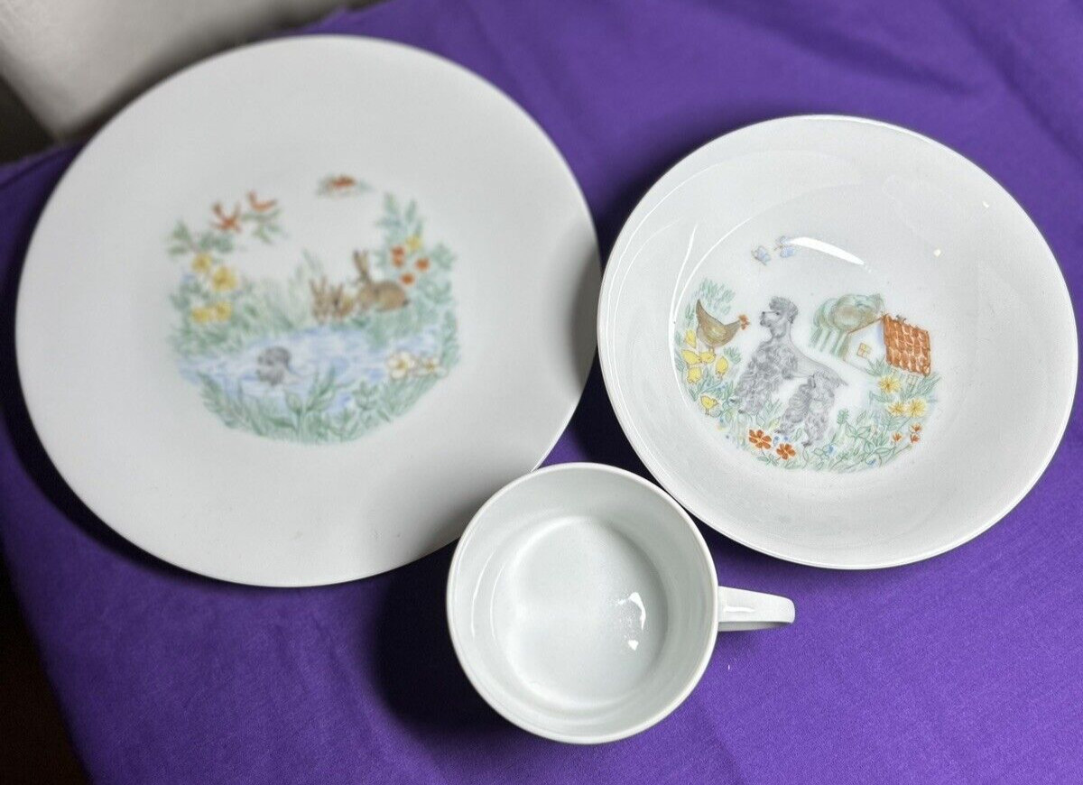 Hutschenreuther Novum Child Set of Cup, Bowl & Plate Poodle Bavaria Germany