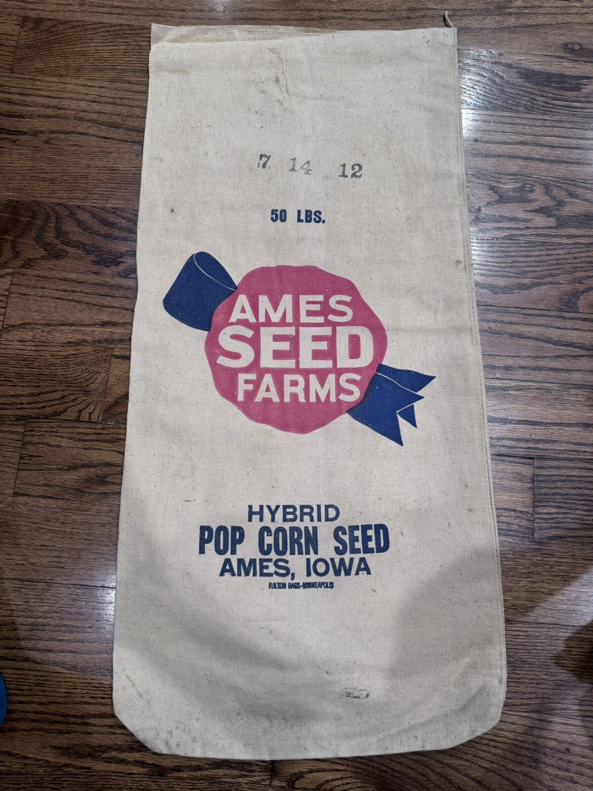 Vintage 50s Cloth Ames Seed Farms Feed Sack Feedback Hybrid