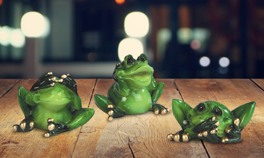 3-PC Hear, See, Speak-No Evil Frog 2