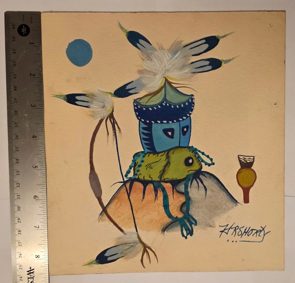 Herbert Roy Shorty Original Navajo Painting Katsina Spirit Gouache Fine Art 8x9 Herbert Roy Shorty Original Navajo Painting Katsina Spirit Gouache Fine Art 8x9