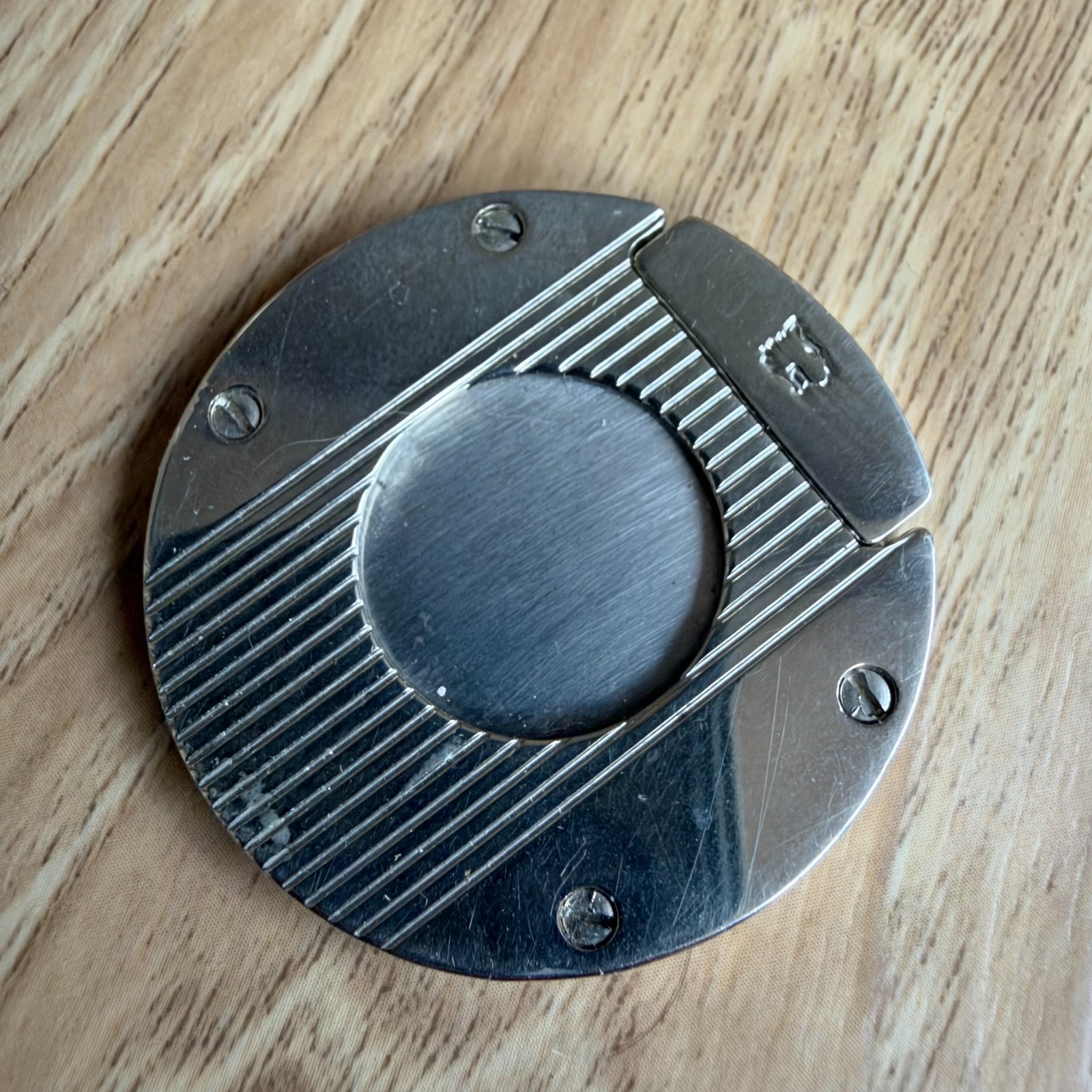 Vintage Stainless steel pocket Cigar Guillotine cutter (dog head logo) Vintage Stainless steel pocket Cigar Guillotine cutter (dog head logo)