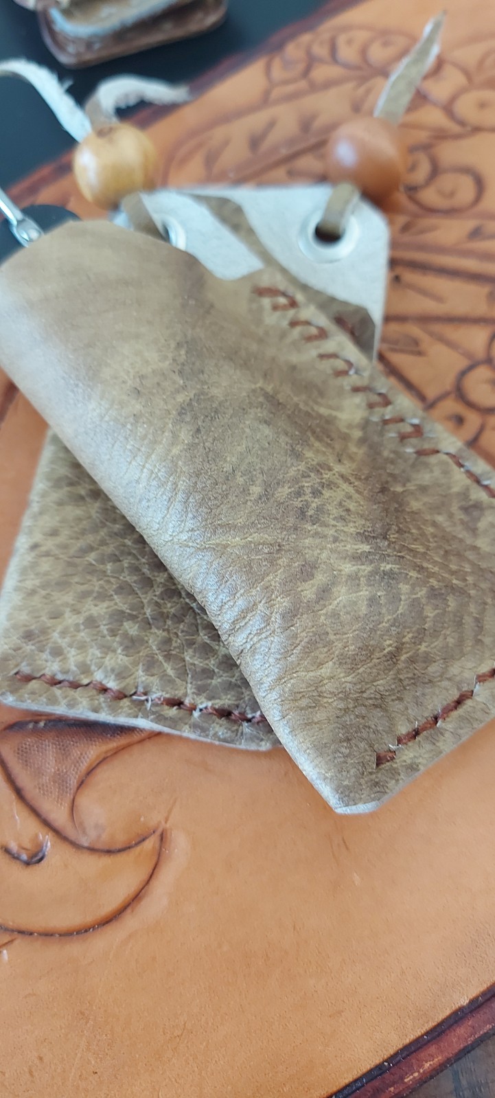 Bundle of 2 leather pocket slips for your folding knives up to 4 1/2\