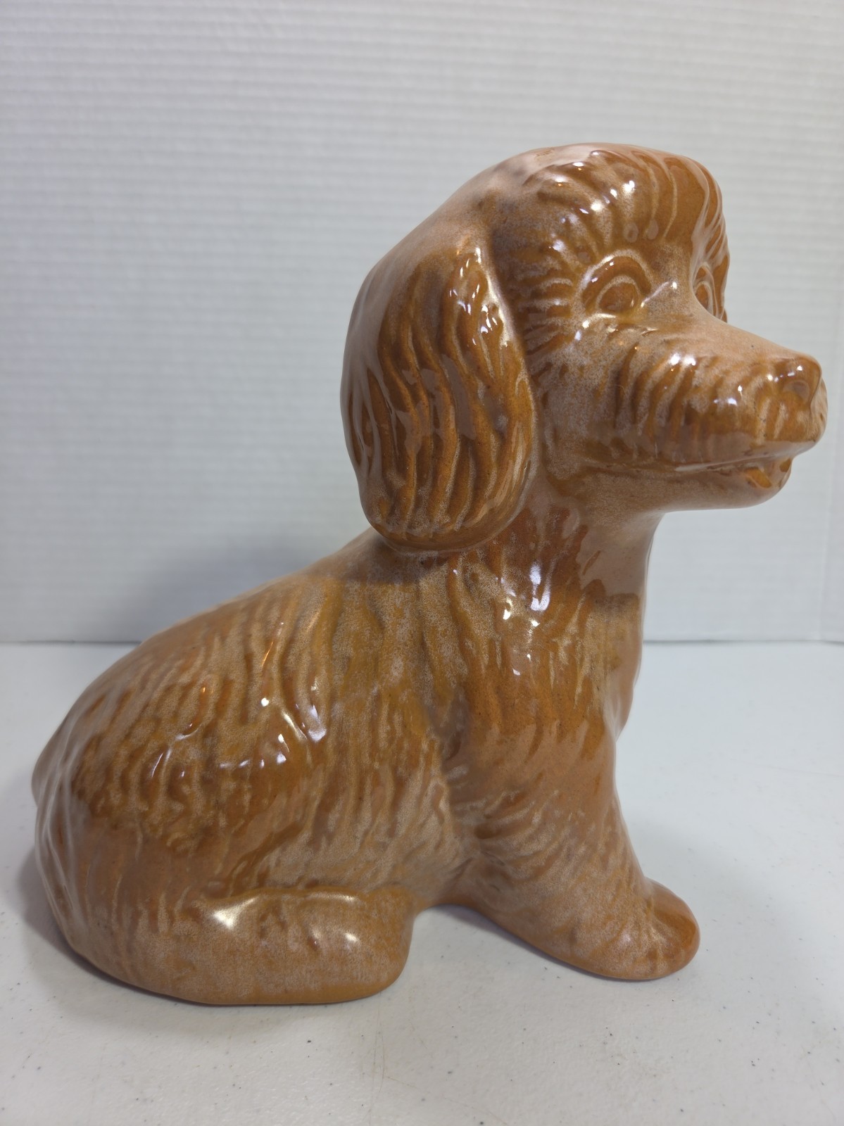 VINTAGE  FRANKOMA #385 TAN BROWN DOG BANK W/ STOPPER Granny Core Excellent 