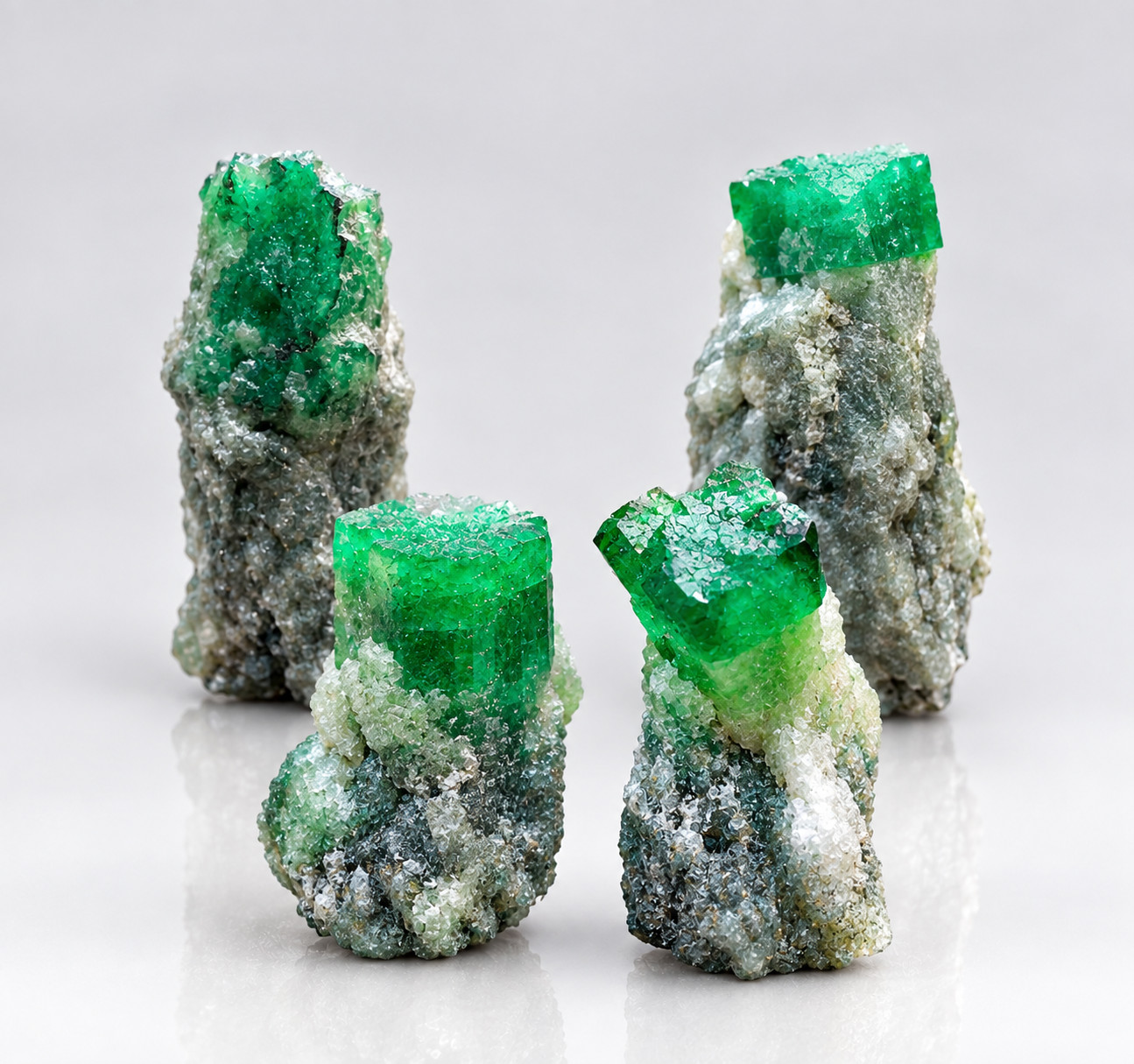 33GM | Natural Emerald Crystal in Matrix Specimen Set of 4 | Swat, Pakistan.