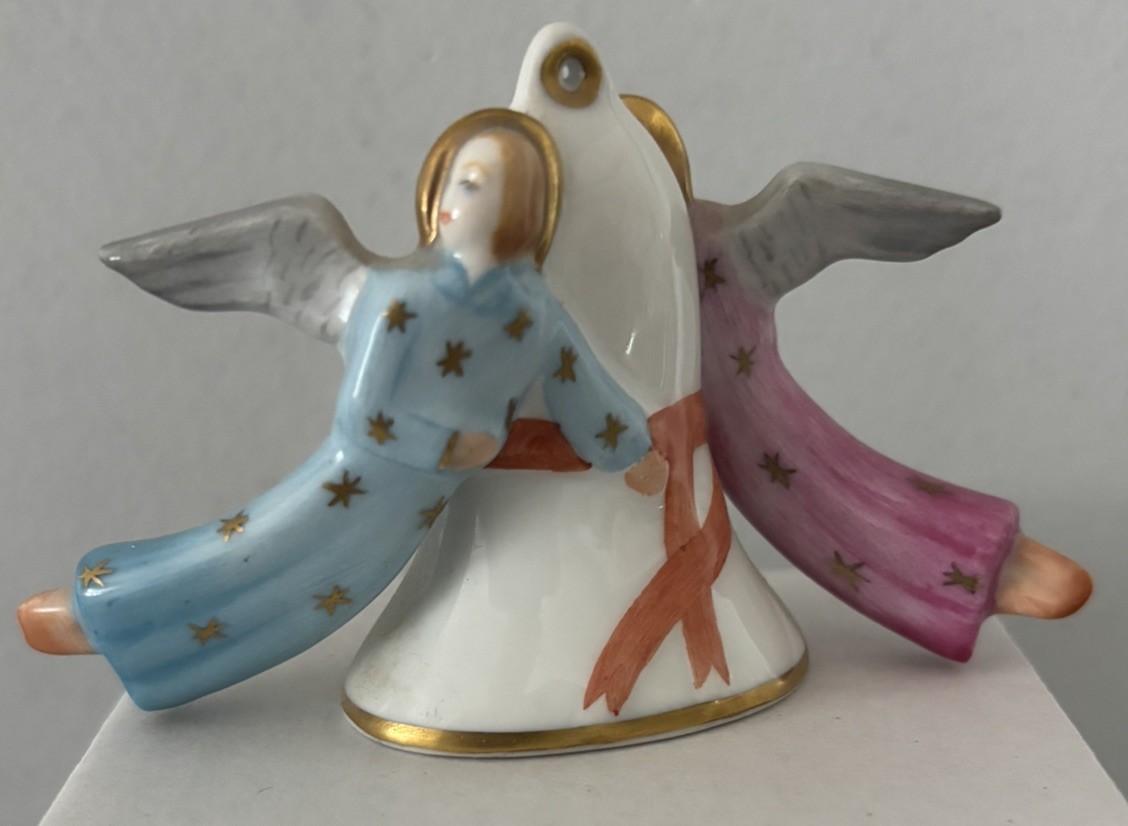 Vntg 1984 HEREND ANGEL BELL Ornament Neiman Marcus Exclusive Dated LB 