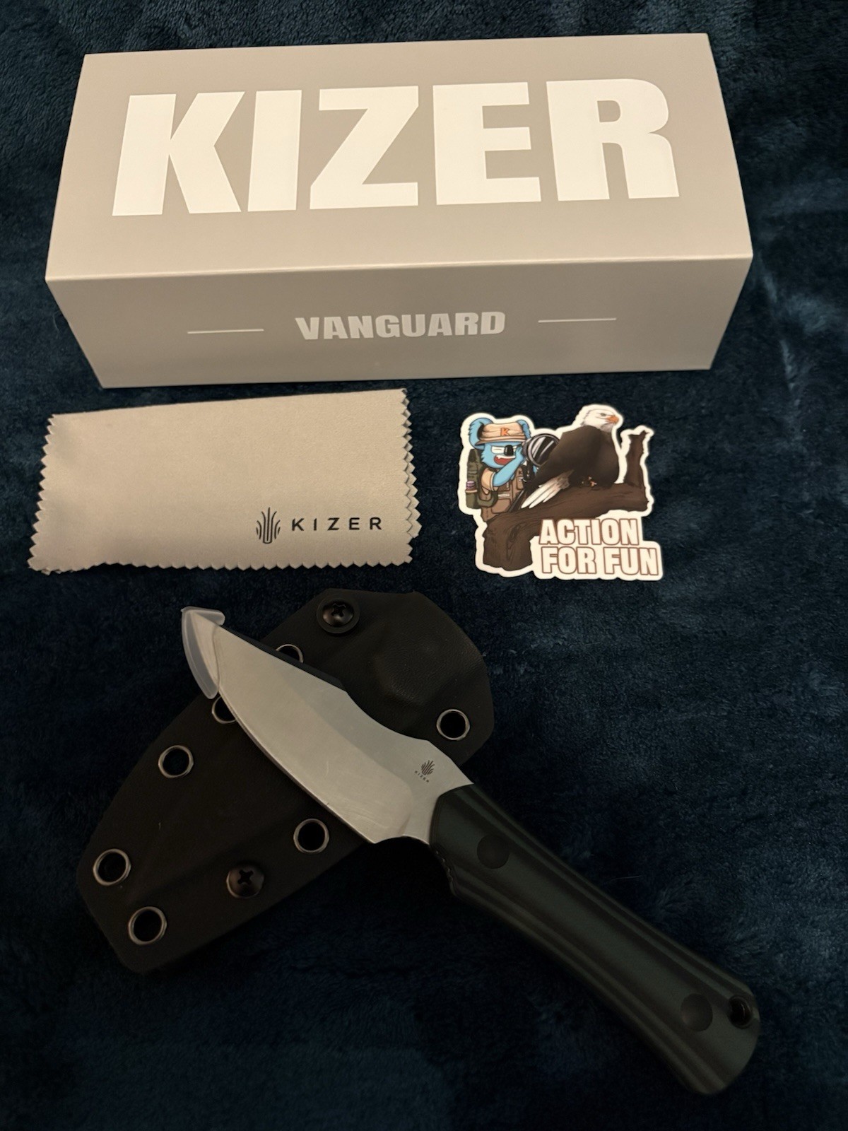 Kizer Bone 1122A3 Fixed Blade AEB-L Steel G10 Handle Kydex Sheath Molle Clip New