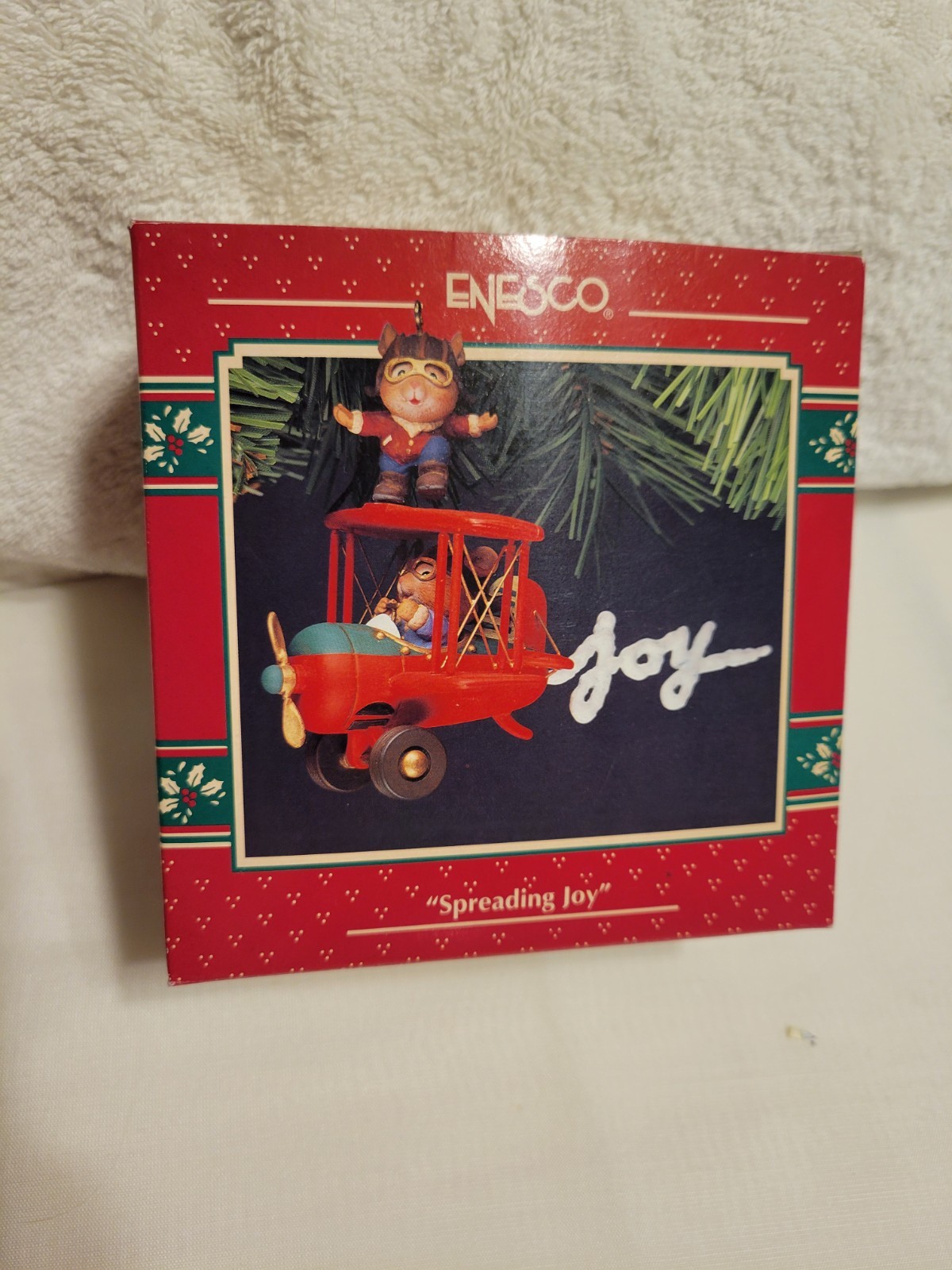 Enesco Spreading Joy Christmas Ornament 1993 Limited Edition Vintage Holiday NOS