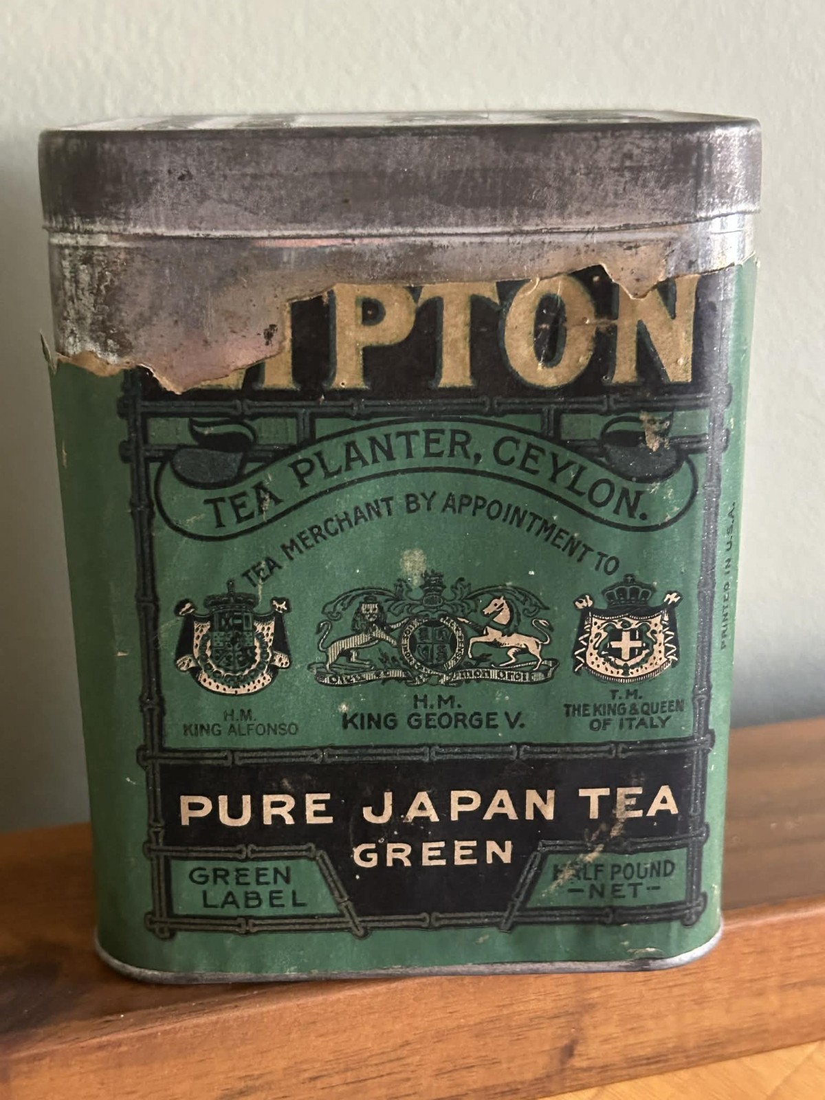 Antique Lipton Tea Tin - 1915 San Diego Gold Medal - Chief Ceylon Offices G+/VG