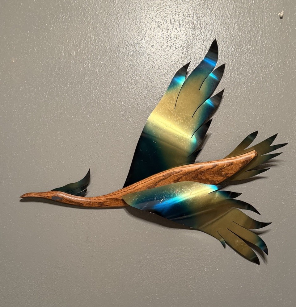 SIGNED Vintage 1962 Masketeers Inc Bird Wall Art Labeled MCM Wood Metal Phoenix SIGNED Vintage 1962 Masketeers Inc Bird Wall Art Labeled MCM Wood Metal Phoenix