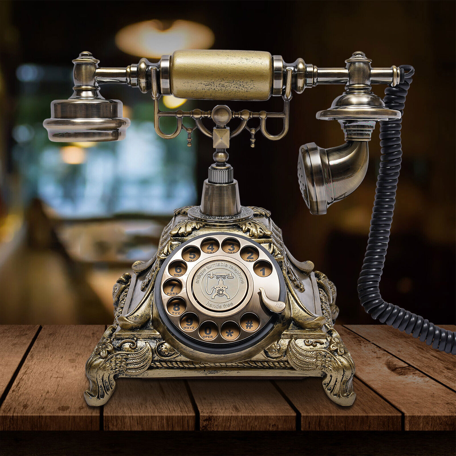 Antique Telephone Desk Phone European Style Old Fashioned Rotary Dial Phone