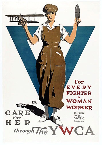 Original WWI US YWCA Poster - For every fighter a woman worker - Adolph Triedler