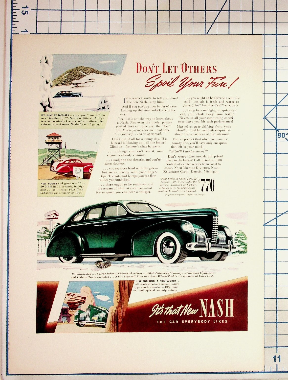 Vintage 1930s Nash Car Advertisement Print Ad Auto Ephemera