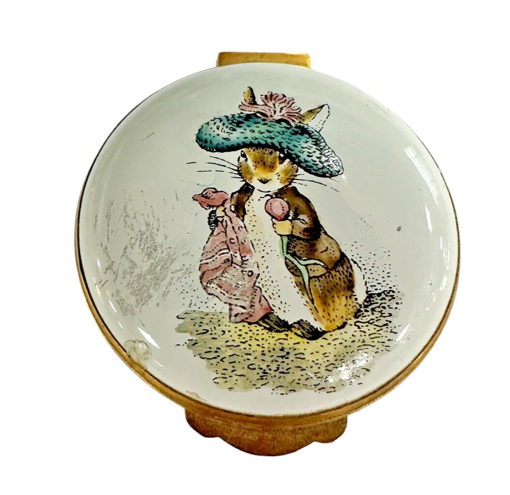 CRUMMELS BEATRIX POTTER ENAMEL TRINKET BOX WITH BUNNY