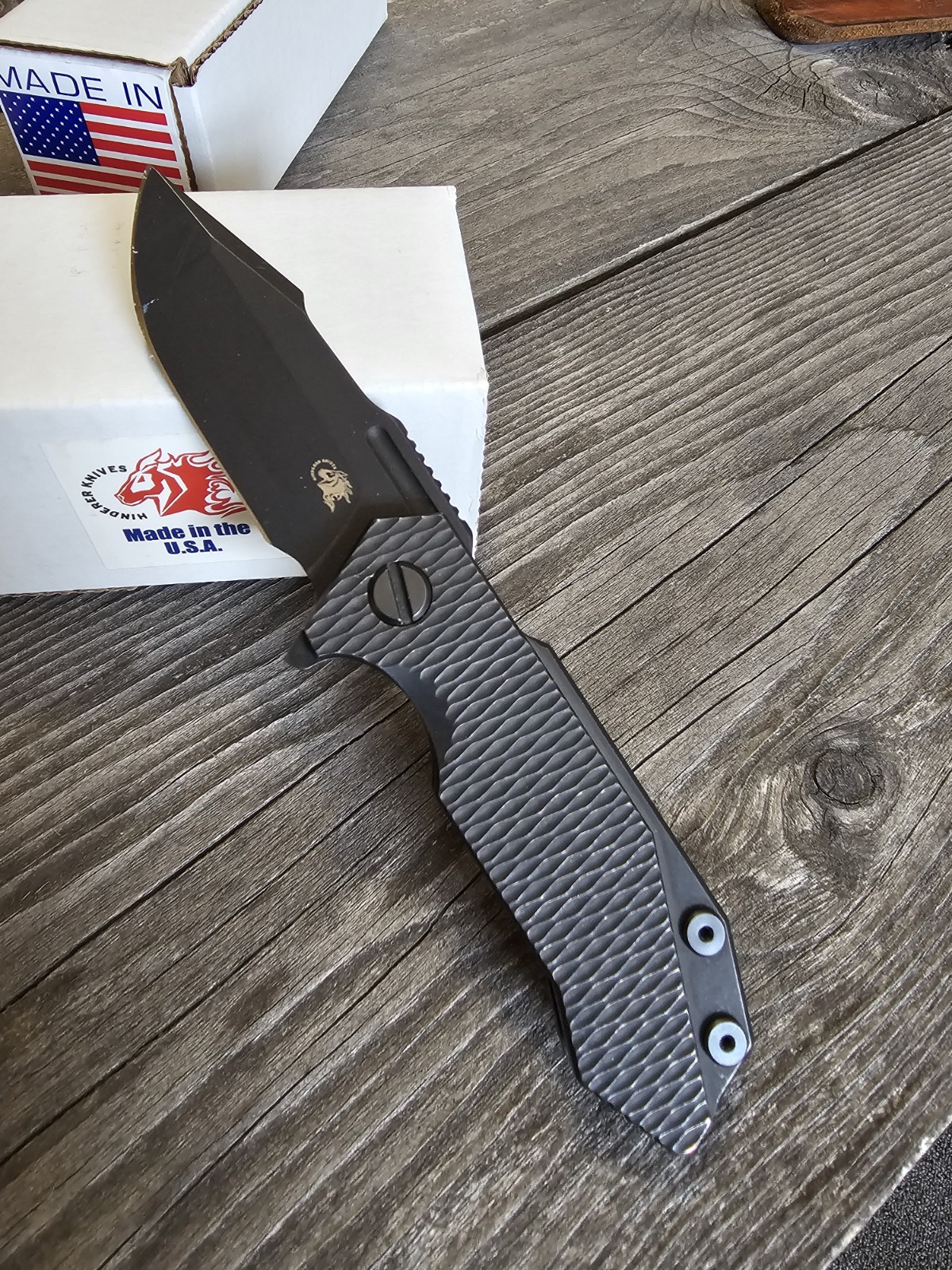Hinderer Halftrack Harpoon Spanto Full Ti Battle Black w/*Rare* Black Hardware
